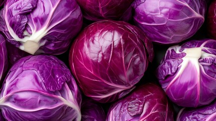 Obraz premium Close-up red cabbage, vibrant color, unique texture, flat design illustration, ultra HD,
