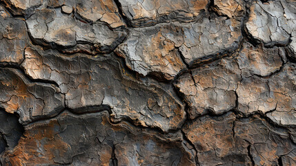 Textured close-up of charred tree bark, showcasing unique patterns and deep hues of burnt wood, ideal for nature-themed projects.