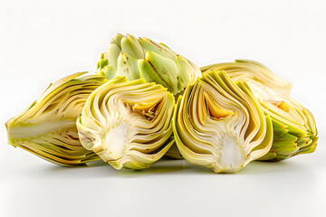 Artichoke vegetable slices on a white background