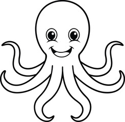 happy Octopus line art vector illustration