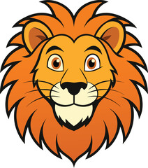 lion head flat cartoon style vector illustration