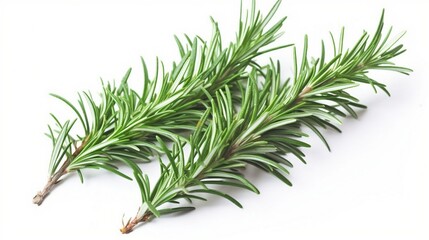 Fresh Rosemary Herb Sprigs on White Background - Aromatic Culinary Ingredient and Natural Flavor Enh