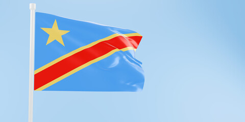 Democratic Republic of the Congo flag of silk-3D illustration. 3d render.