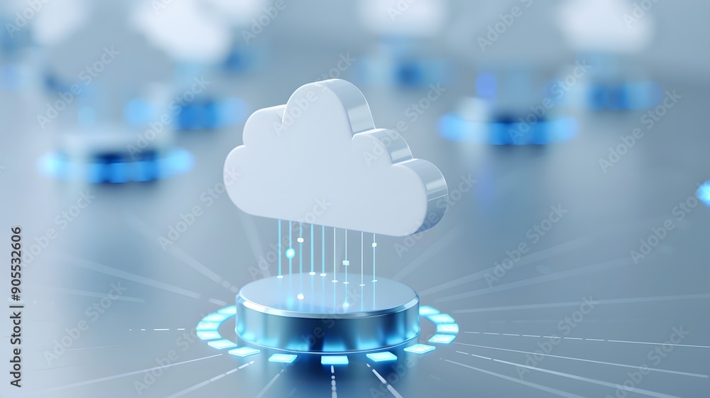 Poster 3d illustration of a digital cloud symbolizing modern cloud computing technology and data storage so