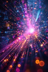 Naklejka premium Futuristic Digital Patterns - Dynamic Abstract Background with Vibrant Glowing Elements