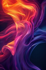 Obraz premium Vibrant Swirling Abstract Design on Dark Background - Futuristic Artwork with Dynamic Lines and Bright Colors