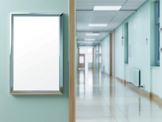 Empty sign in a well-lit healthcare facility, ideal for health awareness messages or medical branding campaigns