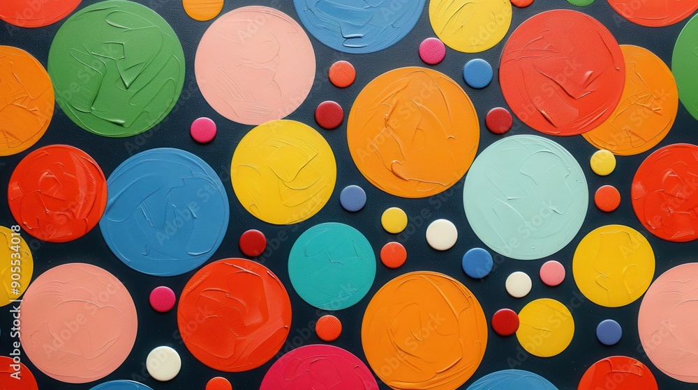 Sticker vibrant and colorful abstract background featuring various circles, perfect for creative projects an
