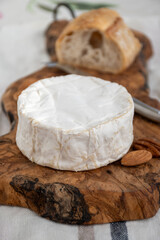 French soft Camembert cheese, original Camembert de Normandie made from raw cow milk