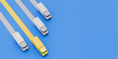 Delivery service concept. Vehicle for delivery of around the world - 3d render.