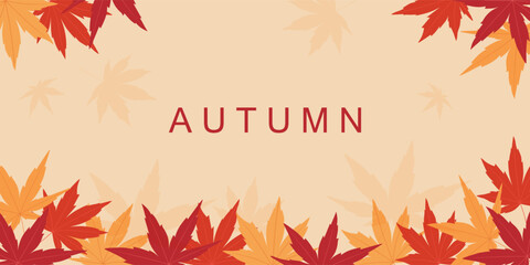 Autumn background with maple leaves and place for text. Vector illustration.