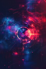 Fototapeta premium Dynamic Futuristic Design with Vibrant Geometric Shapes and Glowing Elements in Abstract Background