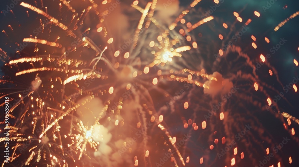 Aufkleber A vibrant display of fireworks exploding in the night sky, creating a mesmerizing spectacle of light and color.