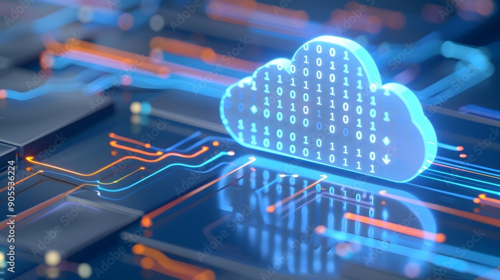 Poster a digital cloud network concept illustrating cloud computing, data storage, and technology innovatio