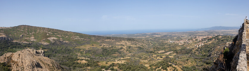 Expansive landscape from Casteddu Etzu castle on Sardinia