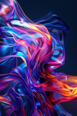 Fototapeta premium Neon Futurism: Dynamic 3D Shapes in Abstract Design