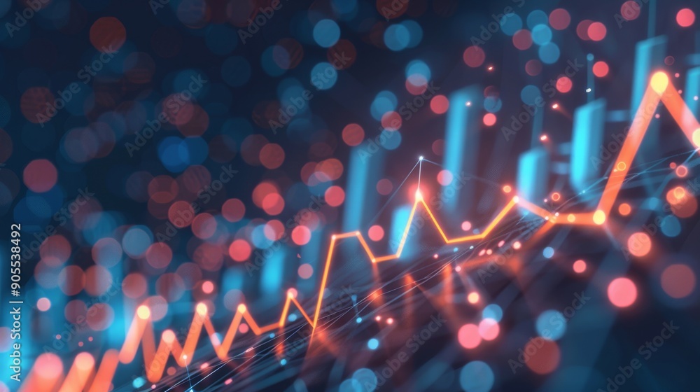 Aufkleber abstract background with glowing lines and bokeh lights representing growth and progress.