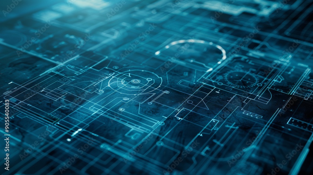 Aufkleber abstract digital background with glowing blue circuit board pattern, perfect for technology or futur