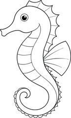 Seahorse vector line drawing