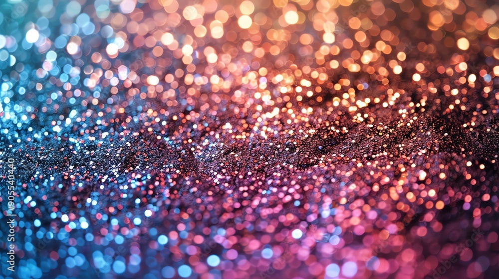 Poster vibrant glitter background showcasing a mix of colorful sparkles with a soft bokeh effect, perfect f