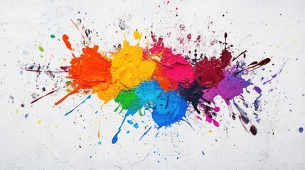 Fototapeta premium Abstract background with a colorful, paint splatter on a white canvas