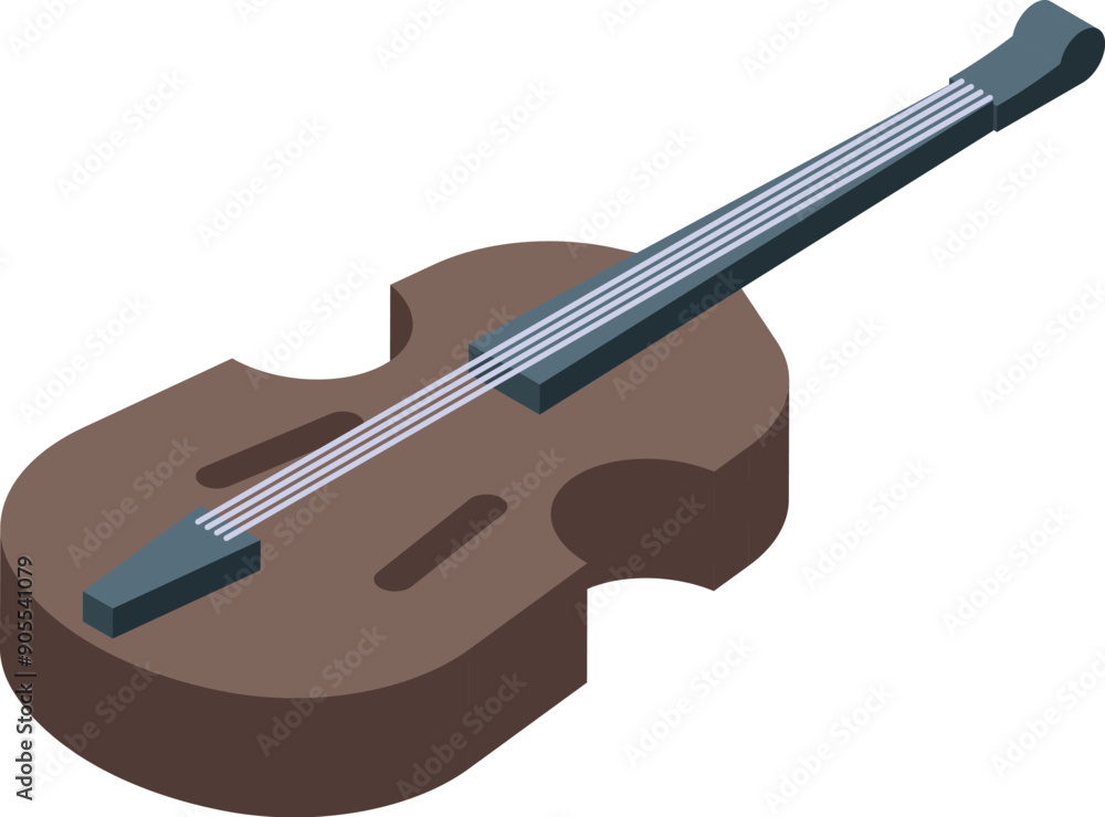 Poster brown violin is lying horizontally with its strings facing up