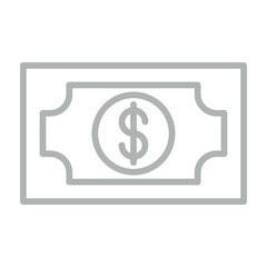 Cash Vector Line Grey Icon Design