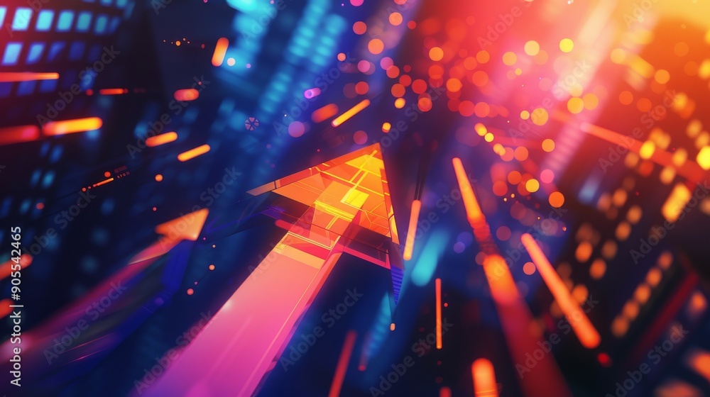 Poster abstract geometric pattern in vibrant colors, featuring glowing lines and shapes. perfect for futuri