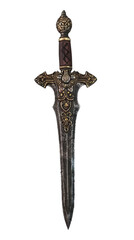 A dagger, one of the types of melee weapons, transparent background.