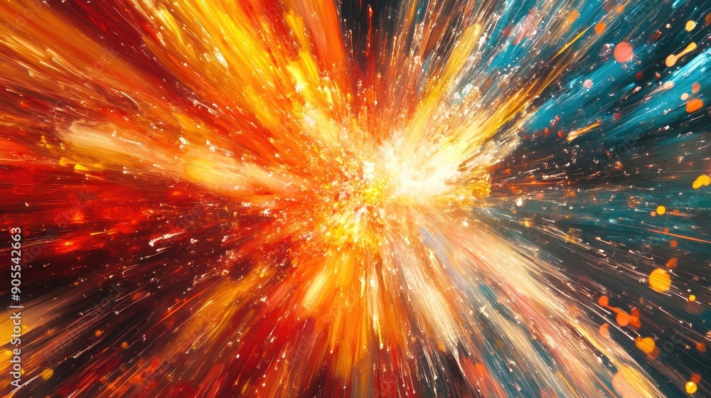 Poster abstract background with a dynamic, explosive burst of color