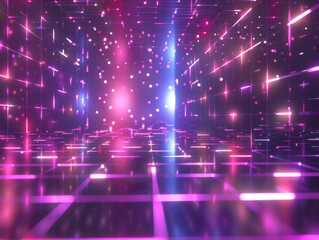Fototapeta premium Abstract glowing neon lights and geometric shapes in a futuristic, digital space.