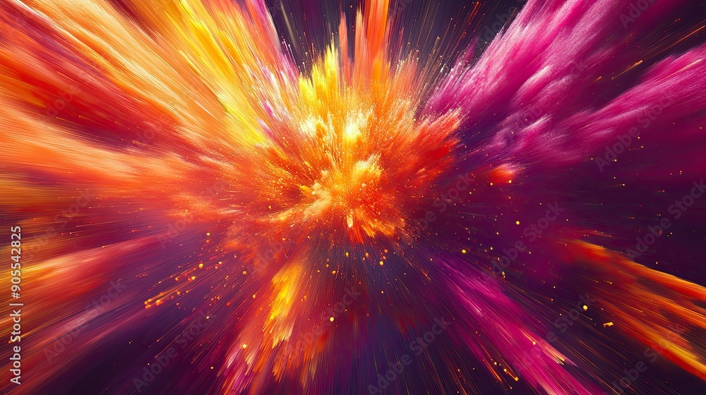 Poster abstract background with a dynamic, explosive color burst