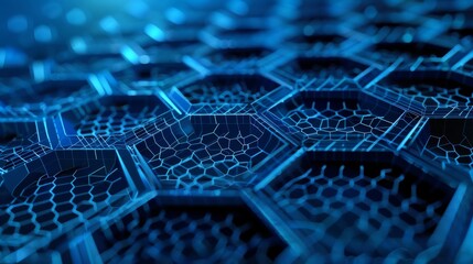 Abstract hexagonal pattern in blue, representing technology, data, or connection.