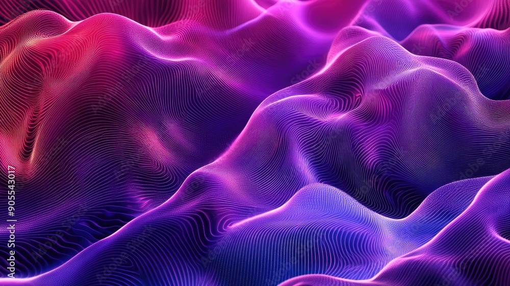 Poster abstract background with a futuristic, digital wave pattern in neon colors