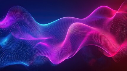 Abstract background with a futuristic, digital wave pattern in neon colors