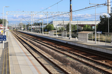 Fototapeta premium NOWY TARG, POLAND - JULY 29, 2024: Main railway station in Nowy Targ, Poland.