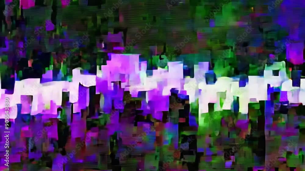 Poster digital noise and bright pixel patterns. concept: technological aesthetics and creativity