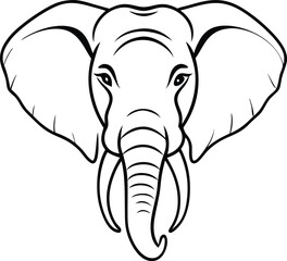 Elephant heas vector line drawing