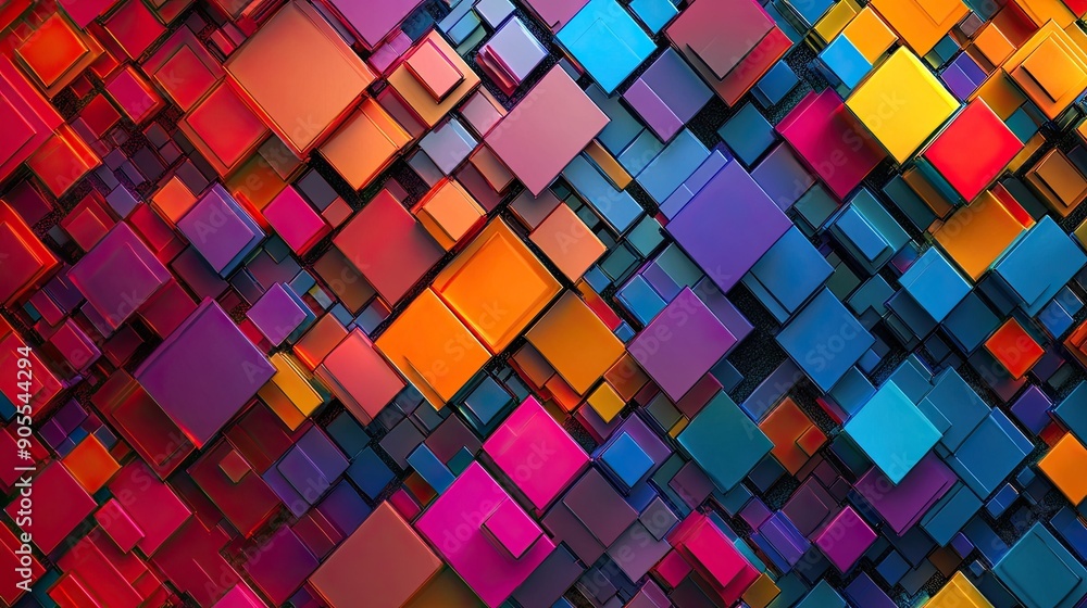 Poster abstract background with a mosaic of colorful squares and rectangles