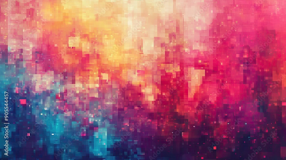 Aufkleber abstract background with a retro, pixelated pattern in bright colors