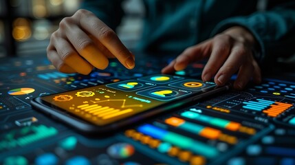 Mobile app analytics tools and techniques to measure app performance, track user behavior, and gain insights that help improve user experience and retention rates. high resolution Illustration, in