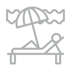 Beach Holidays Vector Line Grey Icon Design