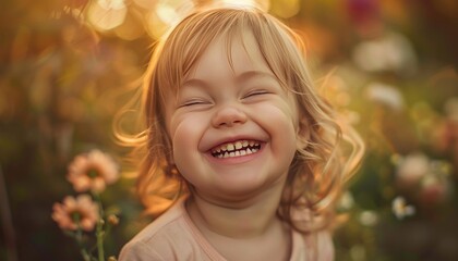 Fototapeta premium Essence of a healthy, happy child smiling in an ultra-sharp portrait, showcasing their adorable