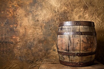 Obraz premium Vintage Wooden Barrel on Rustic Background