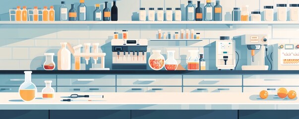 Modern lab, food quality control, flat design illustration