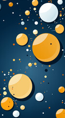 Fototapeta premium Yellow Dots Circles Balls on Blue Background, Abstract Image, Texture, Pattern, Wallpaper, Cover and Screen of Smartphone, Cell Phone, Computer, Laptop, 9:16 and 16:9 Format