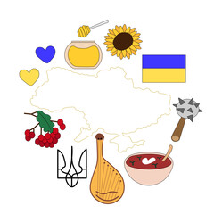 An illustration of Ukrainian symbols