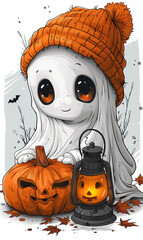 Cute ghost in the fall