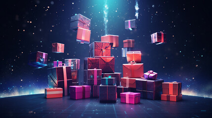Abstract geometric shape christmas gift boxes Generative AI