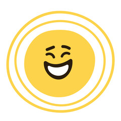Funny happy smiling sun, flat simple vector illustration. Cute summer sunshine emoji, doodle style icon 